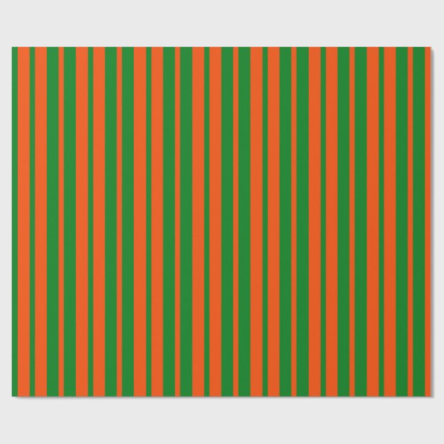 Papel De Presente Na moda Verde Laranja - Padrão de faixa Design (Aberto)