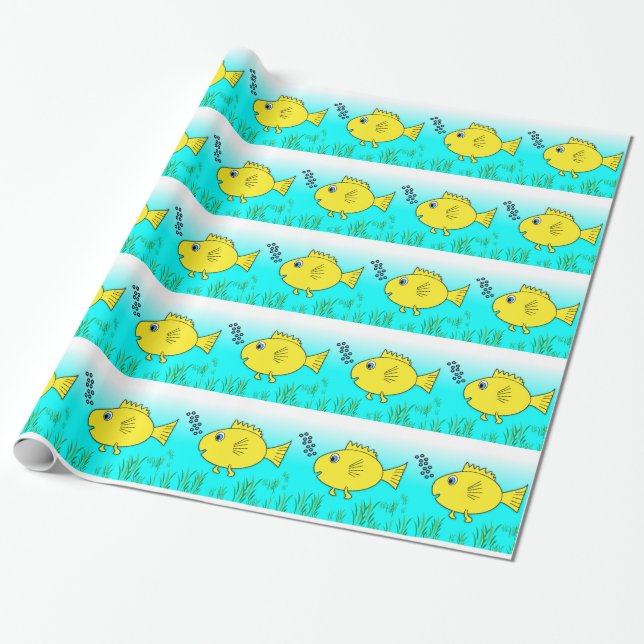 Papel De Presente Nadação de Peixes-do-ouro (Desenrolado)