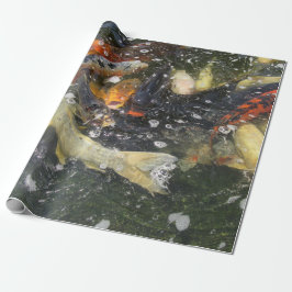Papel De Presente Nadação de Peixes Koi Japoneses