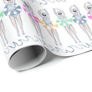 Papel De Presente Nadadores de natação artística em Vintage Natação