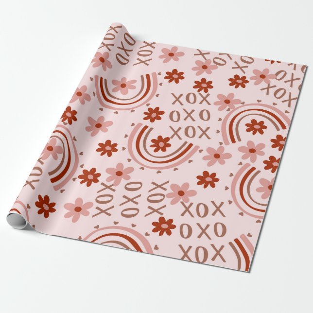Papel De Presente Namorados Boho Xoxo (Desenrolado)