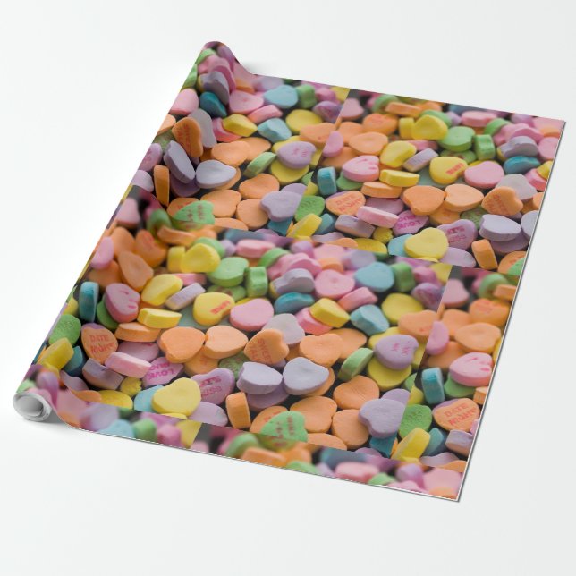 PAPEL DE PRESENTE NAMORADOS CANDY CORAÇÃO COM DIZER ROMÂNTICO (Desenrolado)