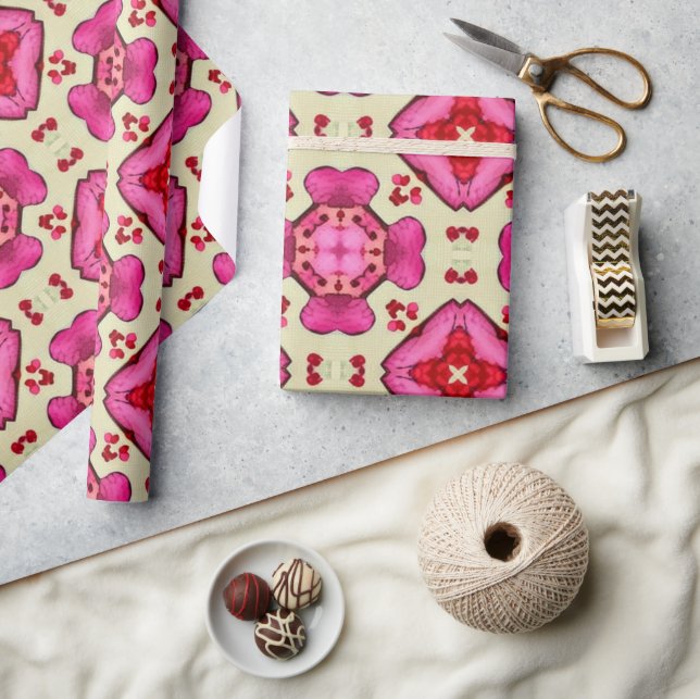 Papel De Presente Namorados de corações vermelhos do abstrato 19 (Artesanato)