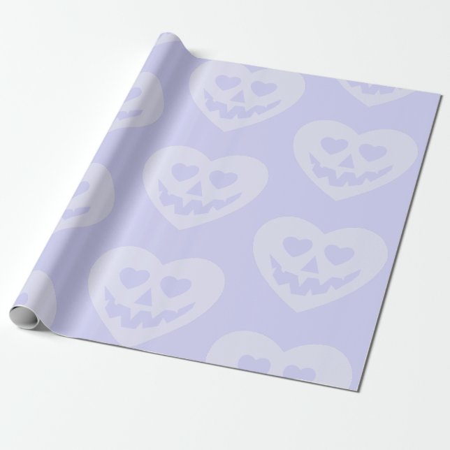Papel De Presente namorados de halloween púrpura do coração (Desenrolado)