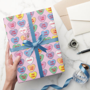 Papel De Presente Namorados de Mensagens Personalizadas do Candy Hea