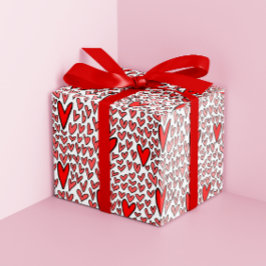 Papel De Presente Namorados de padrões de corações vermelhos na moda