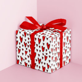 Papel De Presente Namorados de padrões de corações vermelhos na moda