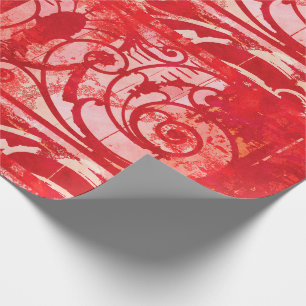 Papel De Presente Namorados de Paris do damasco do vintage vermelhos