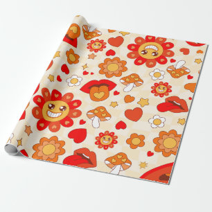 Papel De Presente namorados de pop da década de 1960 cogumelo língua