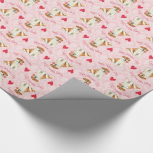 Papel De Presente Namorados Rosa Akita