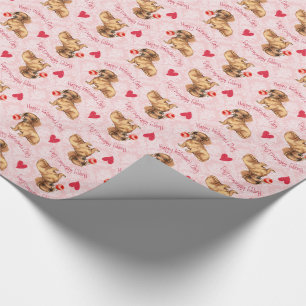 Papel De Presente Namorados Rosa Dachshund