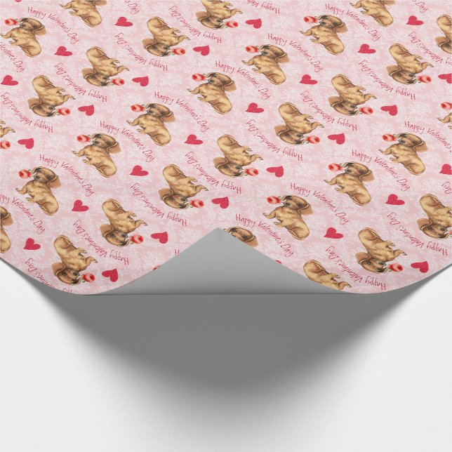 Papel De Presente Namorados Rosa Dachshund (Ponta)