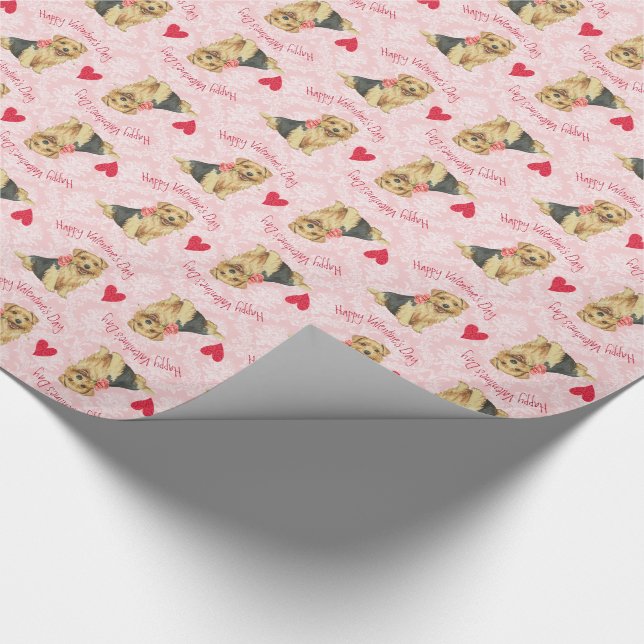 Papel De Presente Namorados Rosa Norfolk Terrier (Ponta)