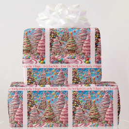 Papel De Presente Nandy Village Add Girl's Name Pink Christmas