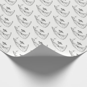 Papel De Presente Nantucket Island MÃE Vintage Map Black