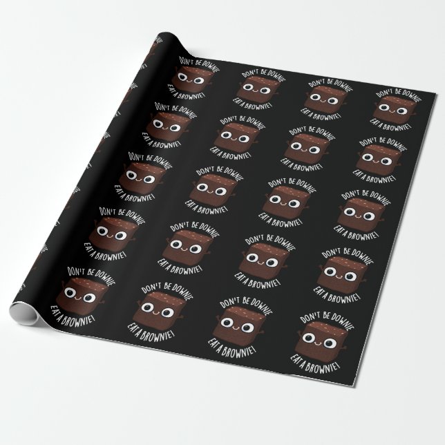 Papel De Presente Não Fique Triste Coma Um Brownie Pun Positivo Fund (Desenrolado)
