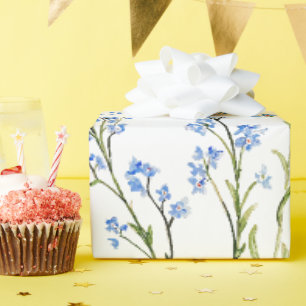 Papel De Presente Não me esqueças Flor de Jardim Aquarela Personaliz