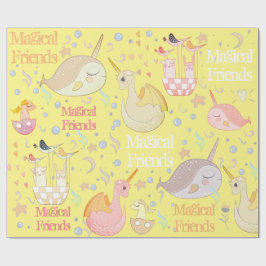 Papel De Presente Narval e Amigos Dragão Amarelo Personalizado