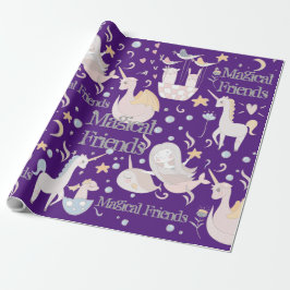 Papel De Presente Narwhal Sereia Unicorn Dragon Pastel Personalizado