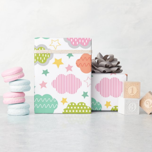 Papel De Presente Nas Nuvens (Chá de bebê)