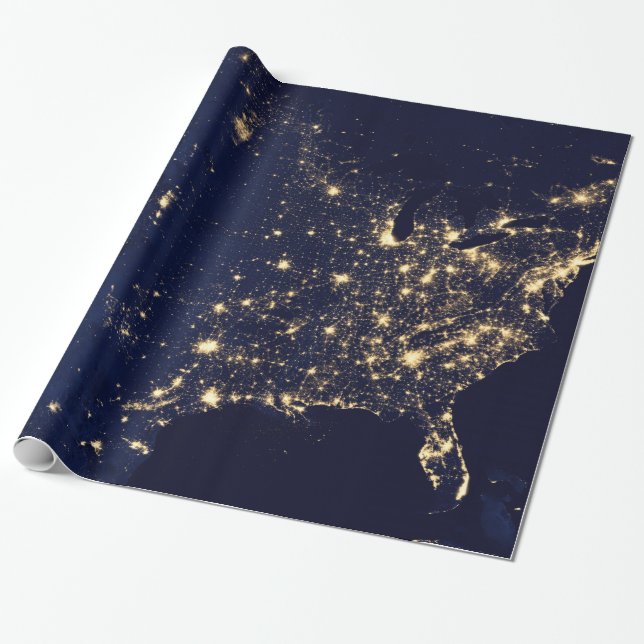 Papel De Presente Nasa Luzes do Espaço EUA (Desenrolado)