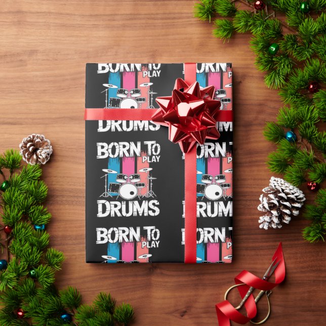 Papel De Presente Nascido Para Tocar Bateria (Presente de Natal)
