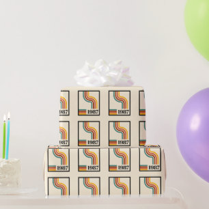 Papel De Presente Nascido Vintage em 1987 40º Aniversário Listra Ret