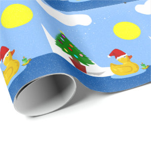 Papel De Presente Natação de Natal de Rubber Ducky