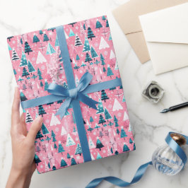 Papel De Presente Natais Cor-de-Rosa