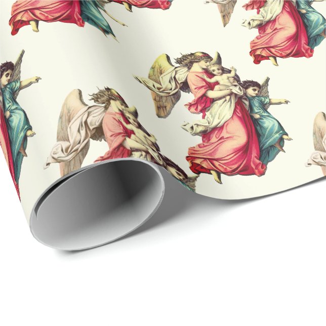 Papel De Presente natais vintages Angel Children Feriado (Ponta do rolo)