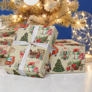 Papel De Presente Natais vintages Colagem Dourada