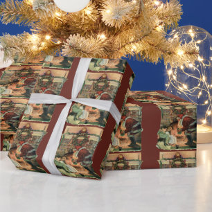 Papel De Presente Natais vintages, Crianças do Pai Natal Vitoriano