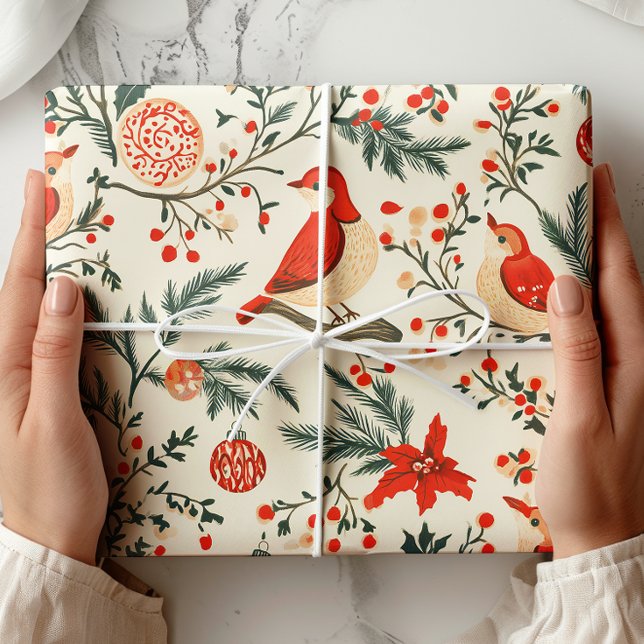 Papel De Presente Natais vintages de Aves Aquáticas (Criador carregado)