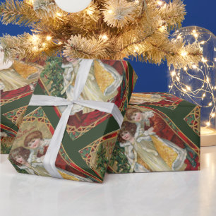 Papel De Presente natais vintages de Tuck Boy e Girl de 1910