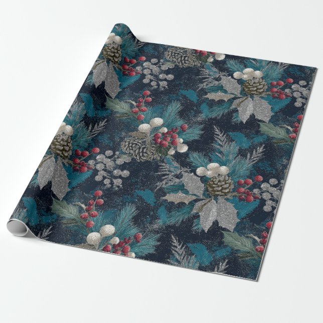 Papel De Presente Natais vintages Elegante Sparkle III (Desenrolado)