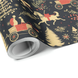 Papel De Presente Natais vintages Elegantes Pretos Dourados
