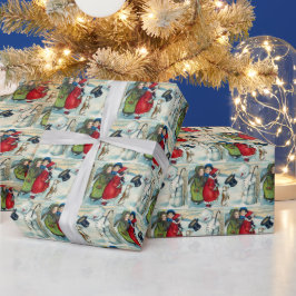 Papel De Presente natais vintages festivos com neve