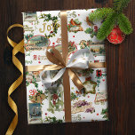 Papel De Presente Natais vintages Festivos Saudações Branco-Colagem<br><div class="desc">Padrão de férias sem costura,  festivo,  divertido e único,  que apresenta boas-vindas à época de Natal Feliz,  em caracteres decorativos,  com os tradicionais embelezamentos florais,  incluindo o Holly,  fitas,  anjos,  vinhetas de inverno,  aves e morangos vermelhos. Fundo branco.</div>
