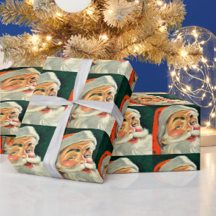 Papel De Presente Natais vintages, Jolly Retro 50 Papai Noel