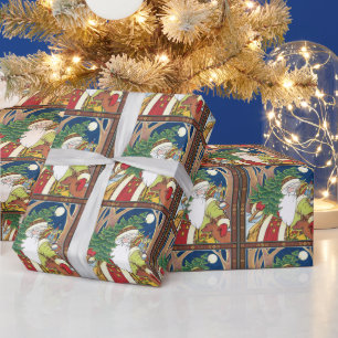 Papel De Presente Natais vintages, Pai Natal na Floresta