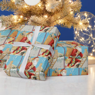 Papel De Presente Natais vintages Papai Noel com Presentes