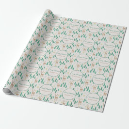 Papel De Presente Natais vintages Reindeer Pine Family