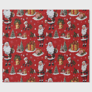 Papel De Presente Natais vintages Retro Santas Festivas