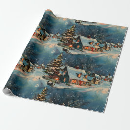 Papel De Presente Natais vintages Retroativos: Snowy Village Cena 2