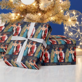 Papel De Presente Natais vintages retrorreflectores de arte festiva