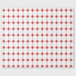 Papel De Presente Natais vintages retrorreflectores estrelas em verm