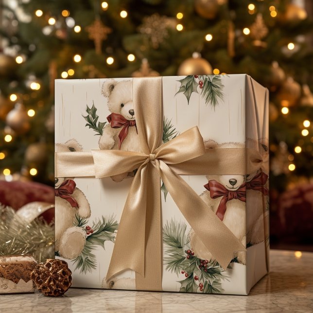 Papel De Presente Natais vintages Teddy Bear (Criador carregado)