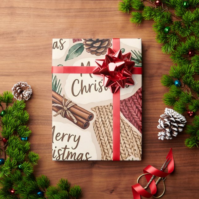 Papel De Presente Natal Aconchegante Rústico Alegre (Presente de Natal)