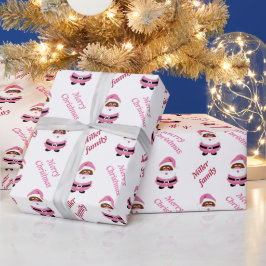 Papel De Presente Natal afro-americano-ameríntico, rosa, bonito