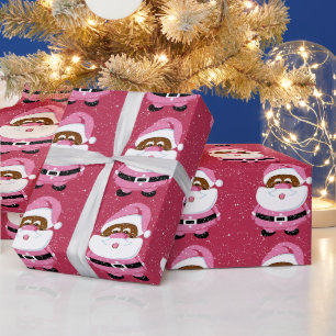 Papel De Presente Natal afro-americano, cor-de-rosa, bonito